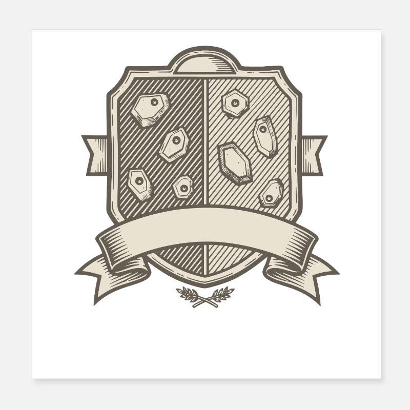Rock Climbing Crest Badge Design Shield Poster 8" x 8" (20x20 cm)