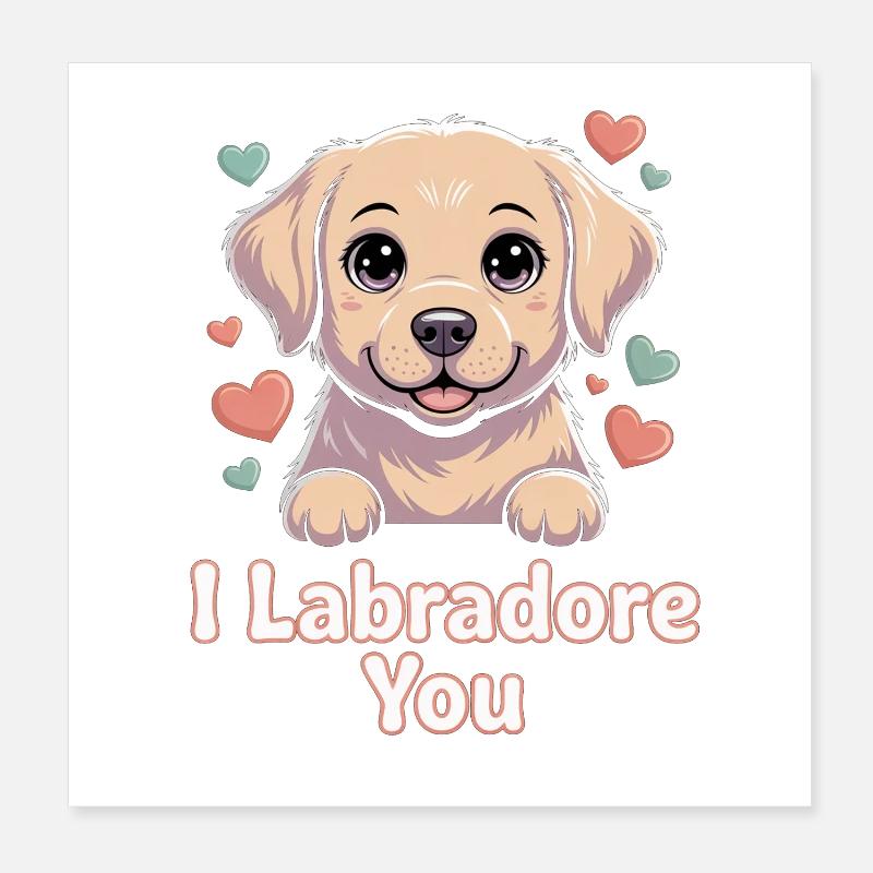 Graphique du chiot labrador amoureux Poster 20 x 20 cm