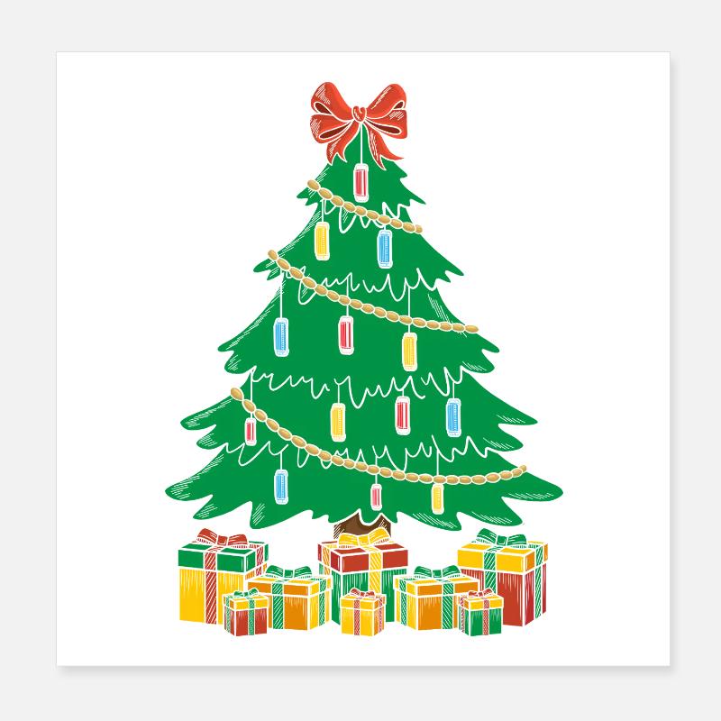 Funny Harmonica Player Christmas Tree Harmonica Poster 20x20 cm