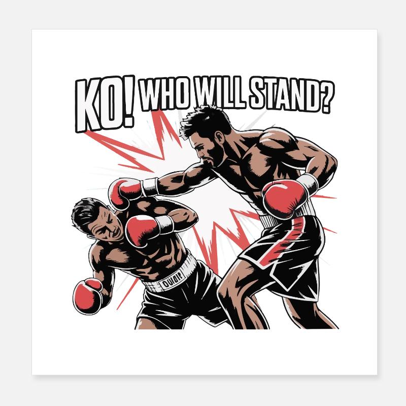 KO Showdown Graphic Boxing Burst Poster 8" x 8" (20x20 cm)