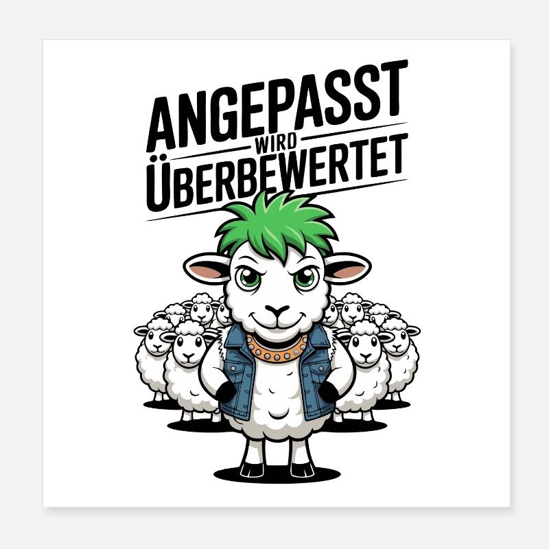 Rebellious Sheep Non-Conformist Design Poster 8" x 8" (20x20 cm)