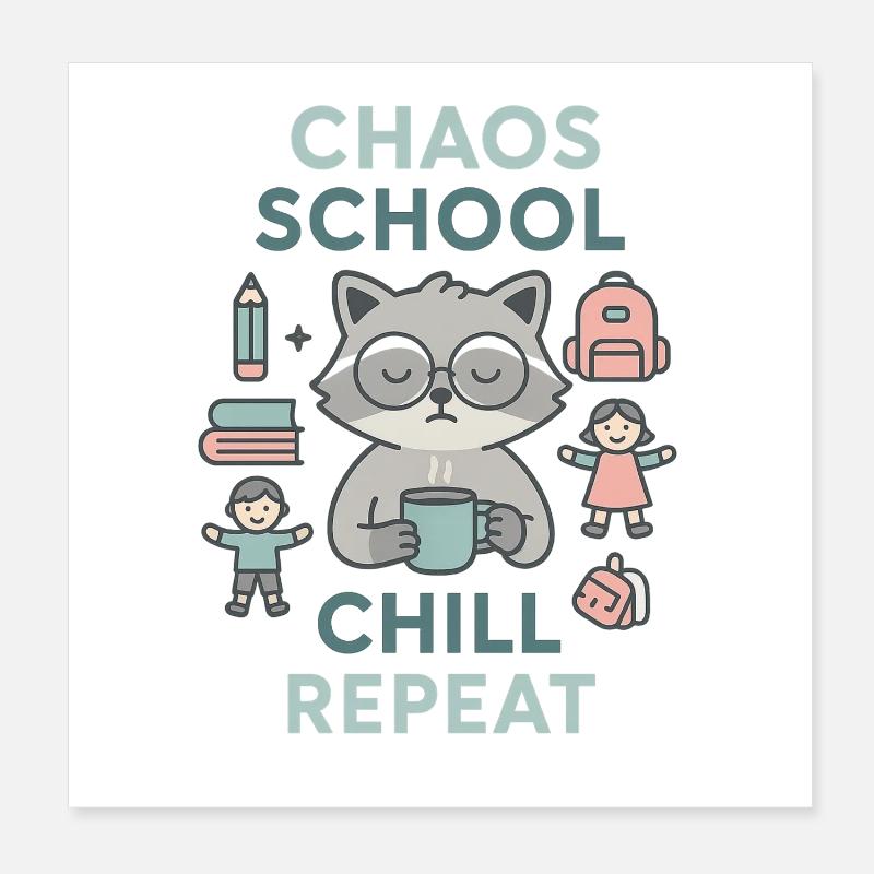 Chaos School Chill Repeat Poster 20 x 20 cm