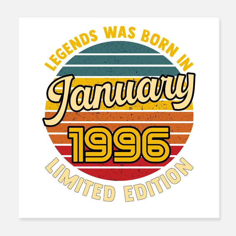 Legende Geboren Januar 1996 30-jähriger Geburtstag Poster 20x20 cm