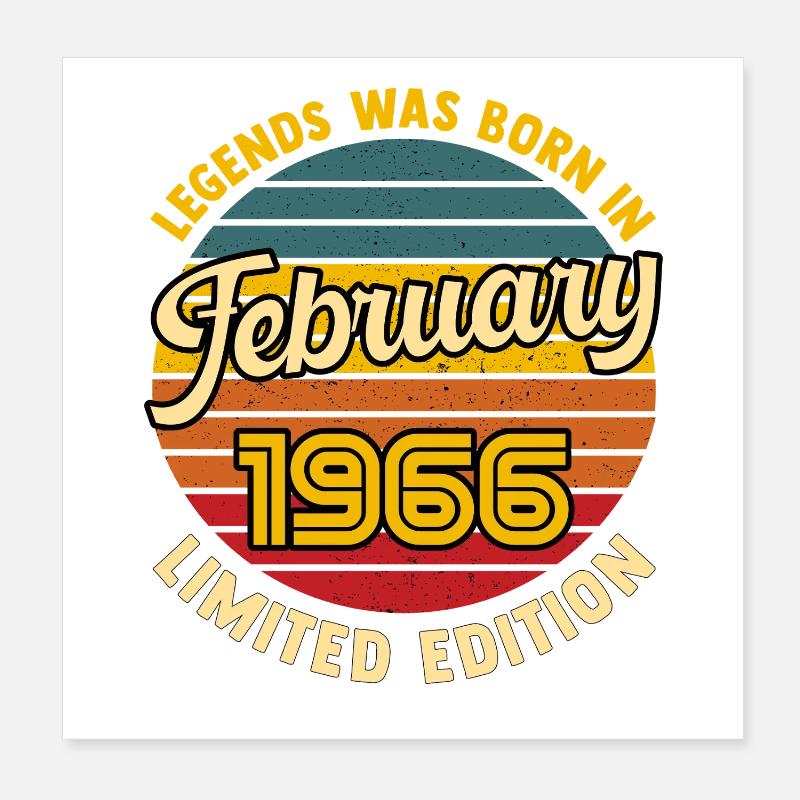 Legend Born January 1966 60th Birthday Poster 8" x 8" (20x20 cm)
