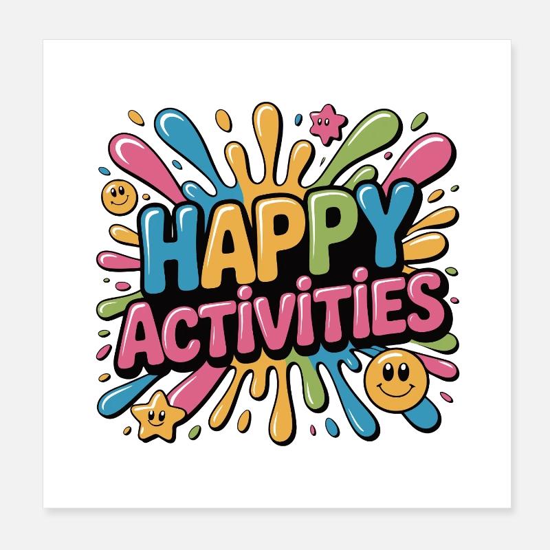 Activités joyeuses Explosion d’éclaboussures Poster 20 x 20 cm