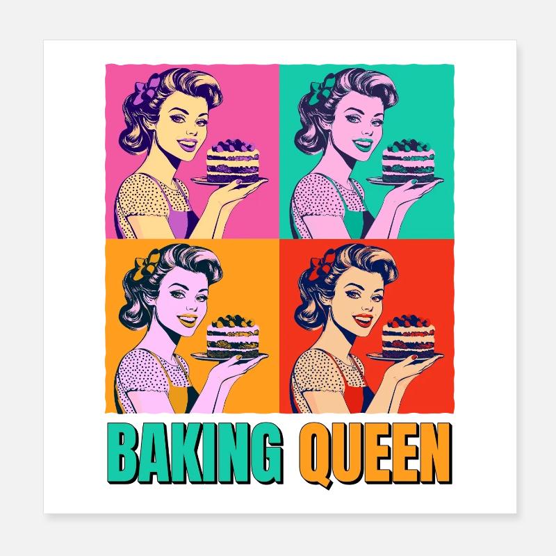 Baking Cake Baking Queen Baking Fairy Baker Pop Art Poster 8" x 8" (20x20 cm)