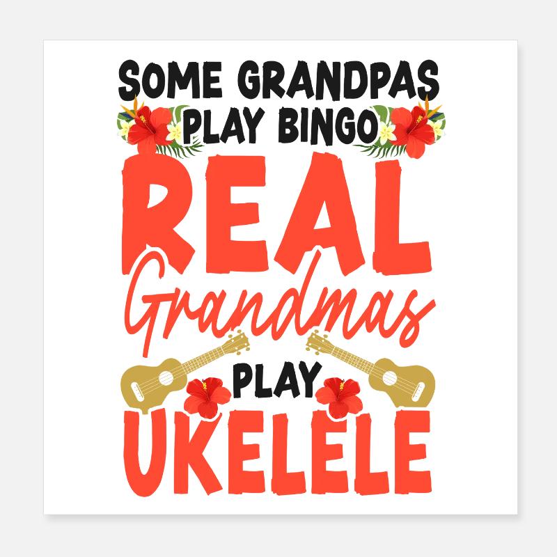 Ukulélé hawaïen Ukulélé Grand-mère Quelques Quelques Poster 20 x 20 cm