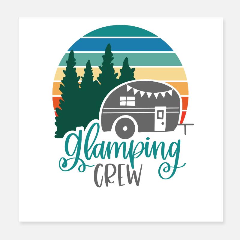 Camping Glamping Vacances Camping-car Poster 20 x 20 cm