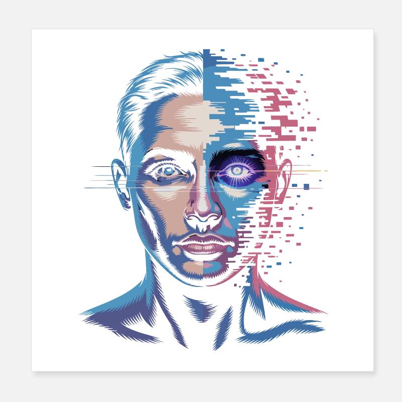 Digital human with glitch effect Poster 8" x 8" (20x20 cm)