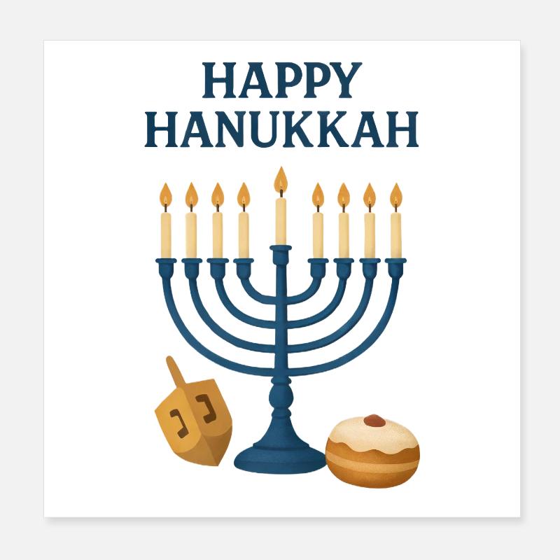 Joyeuse Lumière festive de la Menorah de Hanoucca Poster 20 x 20 cm