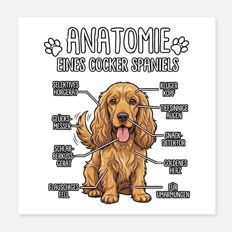 Cocker Spaniel: The Real Anatomy Poster 8" x 8" (20x20 cm)