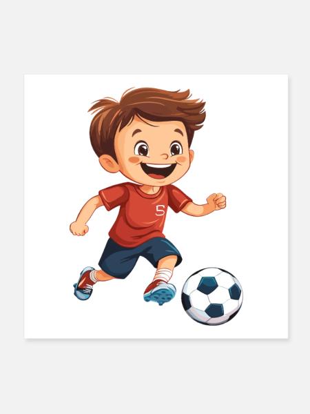 Kicker JungeFußball - Poster 20x20 cm - Weiß