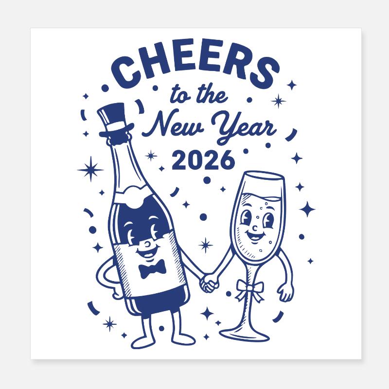 Prost auf die Neujahrsfeier 2026 Poster 20x20 cm