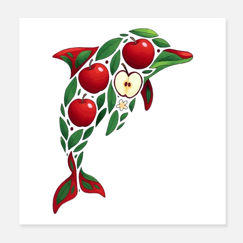 Delfin Apfel Poster 20x20 cm