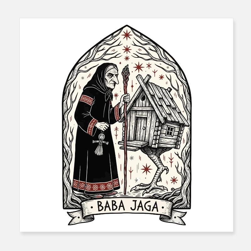 Baba Yaga Dunkle Slawische Hexenkunst Poster 20x20 cm
