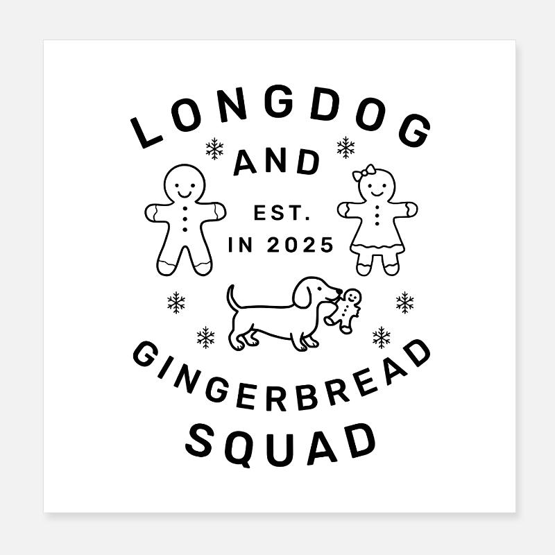 Longdog and Gingerbread Squad | Dackel Poster 20x20 cm
