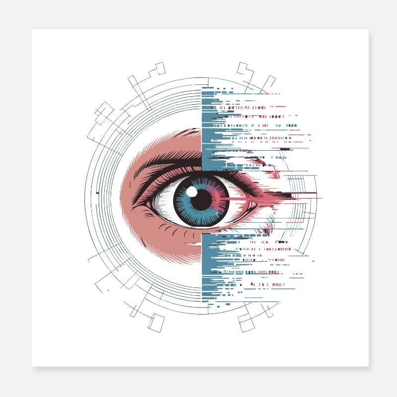 Futuristisches Auge mit Glitch Effekt Poster 20x20 cm