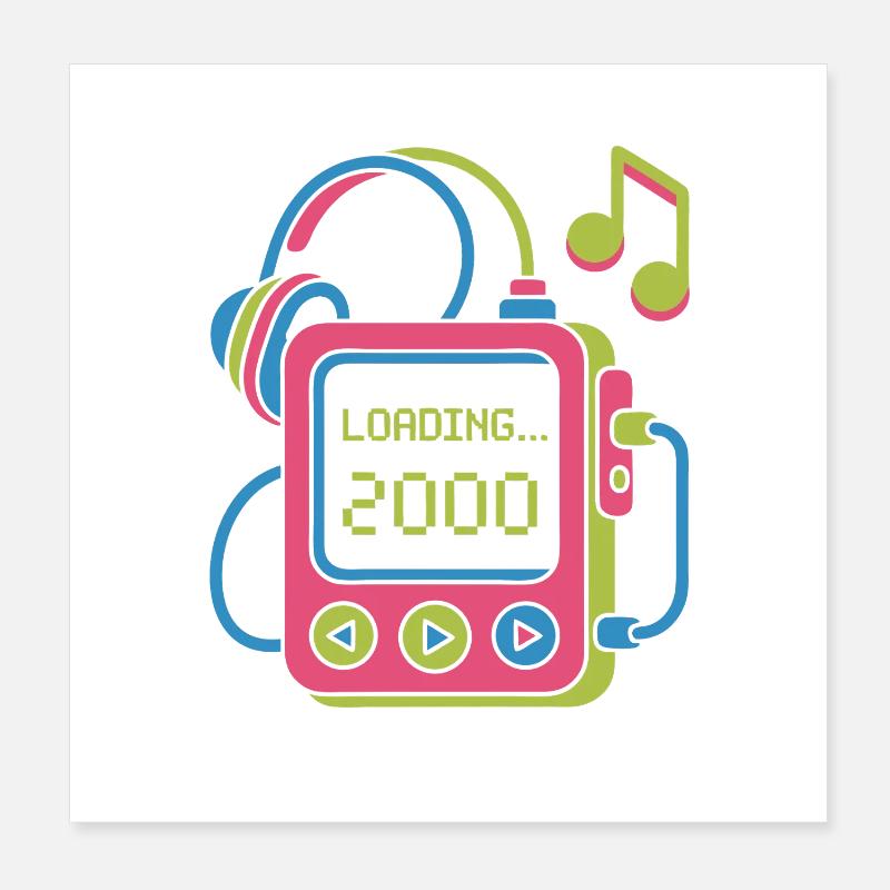 Retro MP3 Player 2000er Musikdesign bunt Poster 20x20 cm