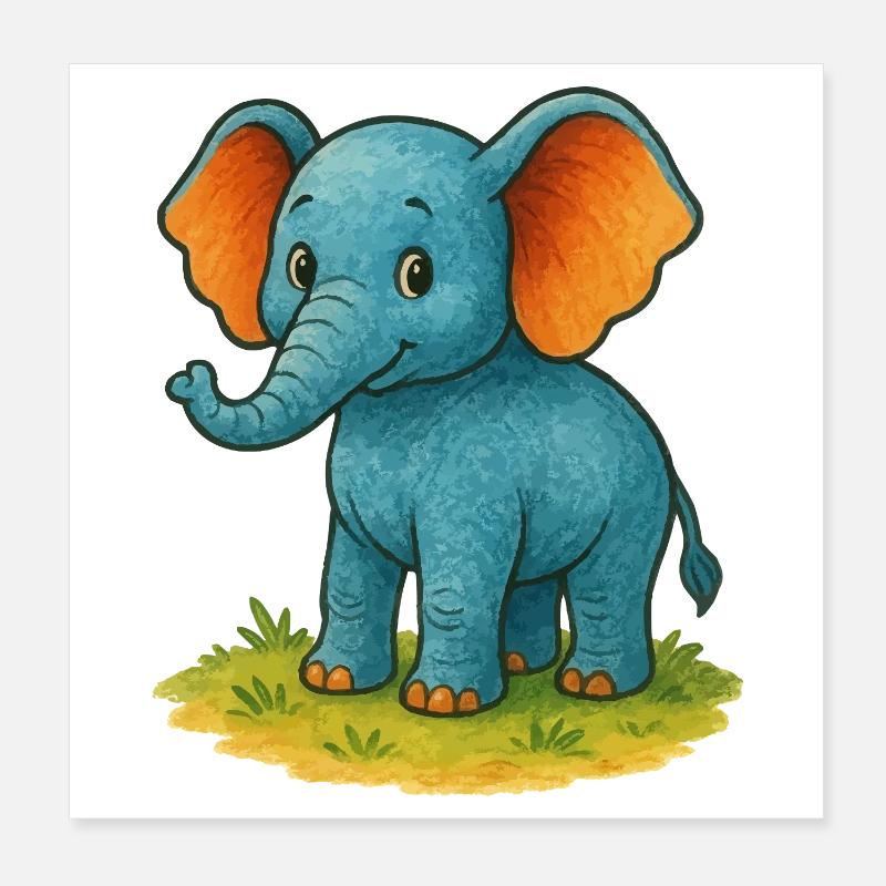 Elefant Comic Poster 20x20 cm
