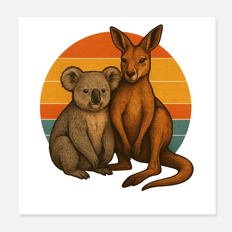 Koala und Känguru Poster 20x20 cm