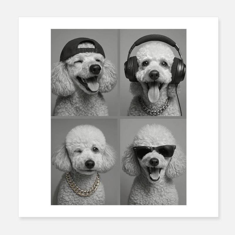 Pudel Poster 20x20 cm