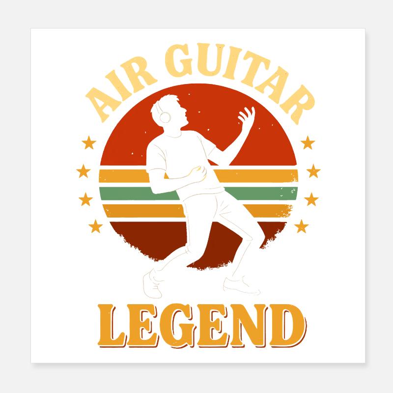 Air Guitar Legend Retro Sunset Poster 20 x 20 cm