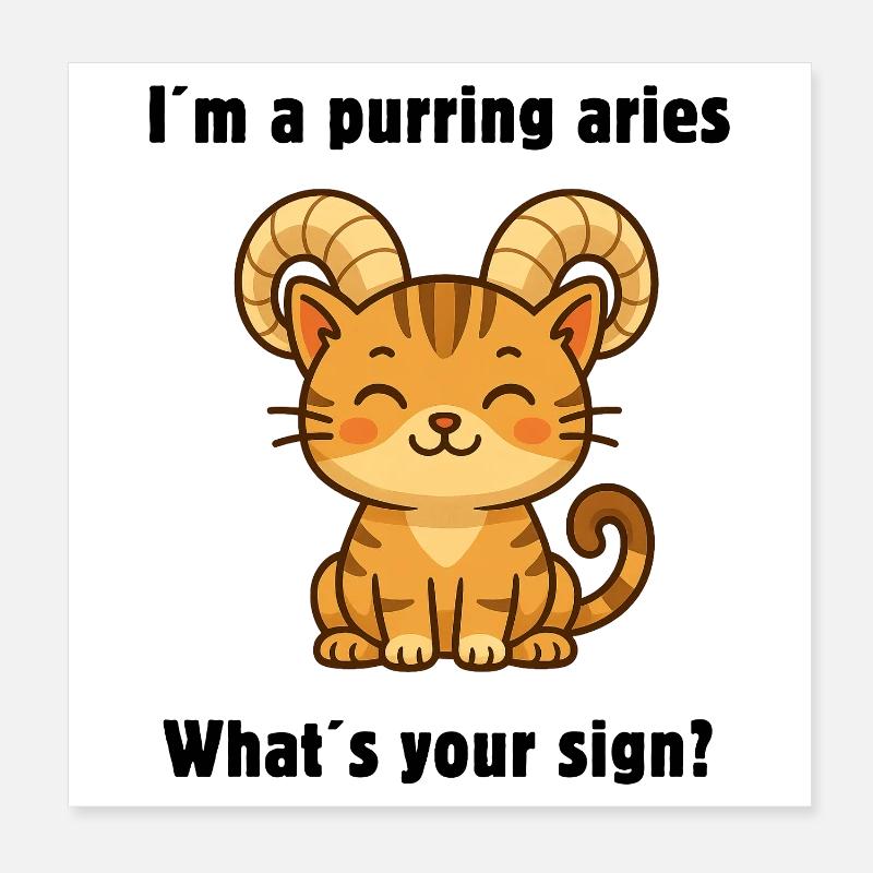 Süße Widder Katze – Starkes Sternzeichen Design Poster 20x20 cm