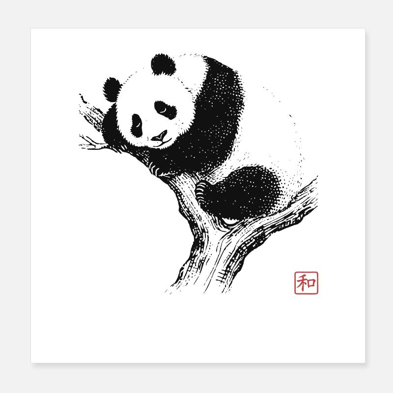 Art zen du Panda Dormant Poster 20 x 20 cm