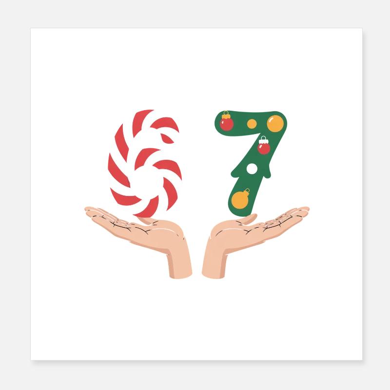 Sapin canne d’orge de Noël numéro 67 Poster 20 x 20 cm