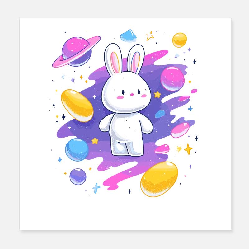 Galactic Rabbit in the Nebula Poster 8" x 8" (20x20 cm)
