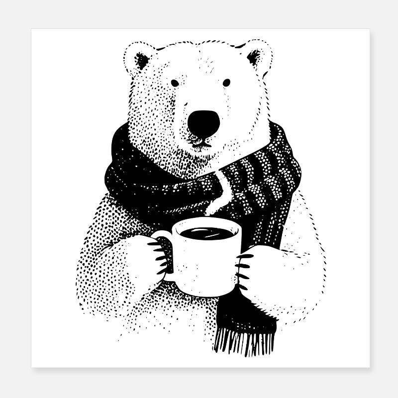 Kaffee Eisbär Poster 20x20 cm