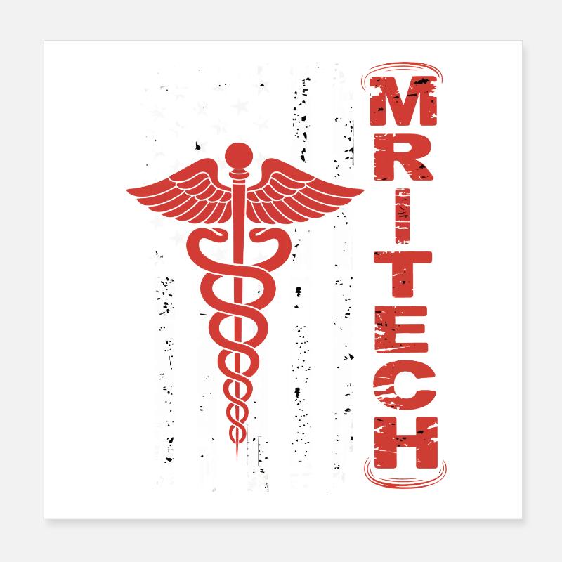 Drapeau Caducée rouge de MedTech Poster 20 x 20 cm