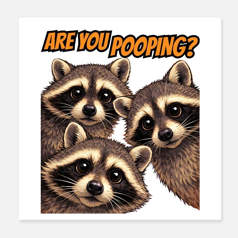 Trio de ratons laveurs drôles, tu fais caca Poster 20 x 20 cm