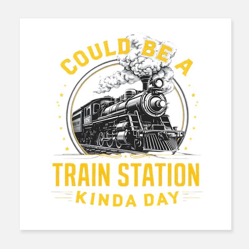 Bahnhoftag Dampflok – Retro Flair Poster 20x20 cm