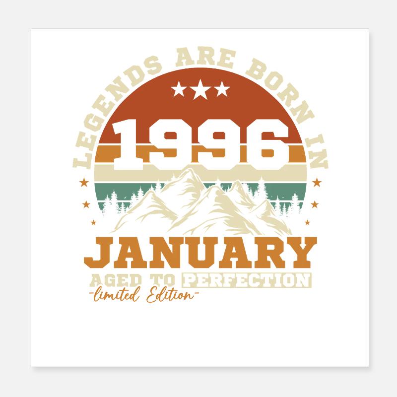 Janvier 1996 Vintage Rétro Cadeau D'anniversaire Poster 20 x 20 cm