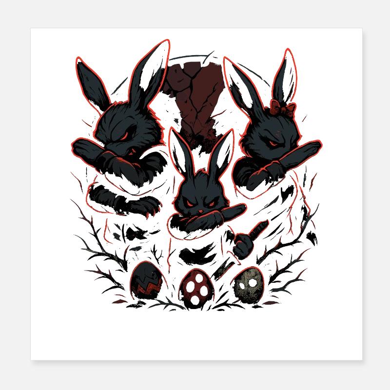 böse osterhasen dabbing, dark easter gang Poster 20x20 cm