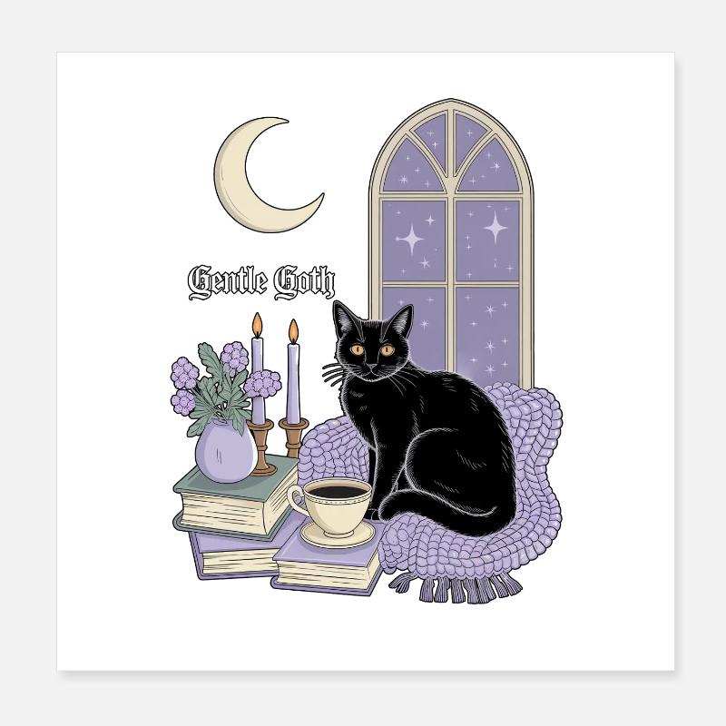 Gentle Goth Cozy Goth Katze Poster 20x20 cm
