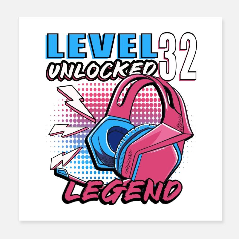 Casque néon Legend niveau 32 Poster 20 x 20 cm