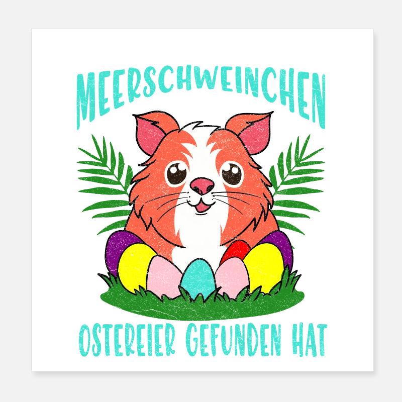 Guinea Pig Easter Eggs Parade Poster 8" x 8" (20x20 cm)