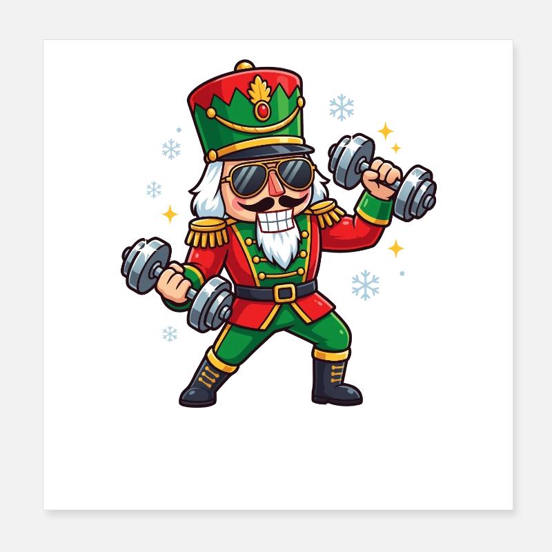 Weihnachts-Nussknacker-Gewichtheber-Lustiges-Worko Poster 20x20 cm
