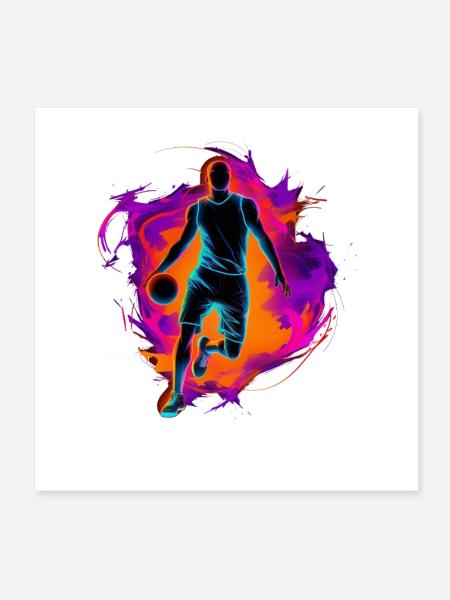 Basketballspieler Retro Look - Poster 20x20 cm - Weiß