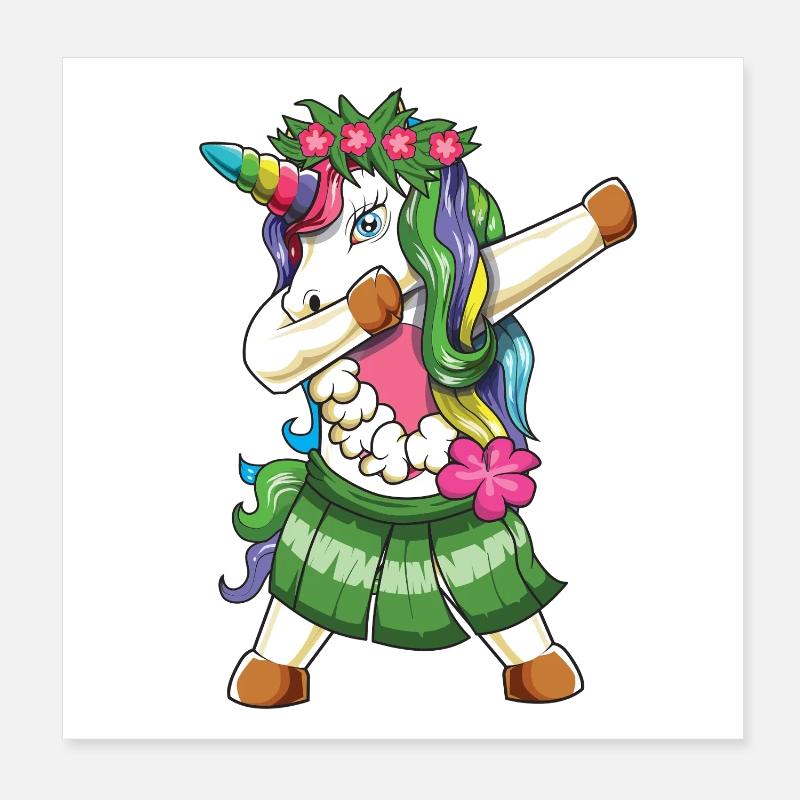 Dab de la danseuse de hula licorne hawaïenne Poster 20 x 20 cm