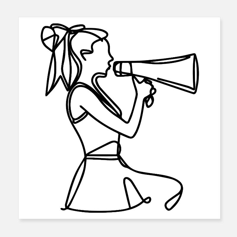 Cheerleader Drawing Poster 8" x 8" (20x20 cm)