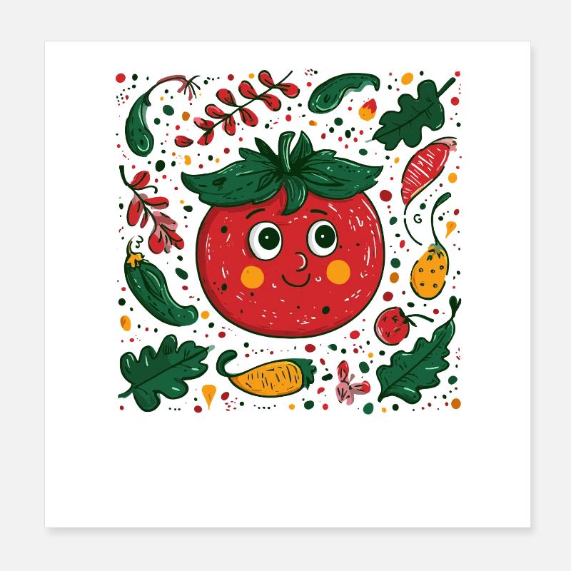Tomate joyeuse dans la conception de jardin Poster 20 x 20 cm