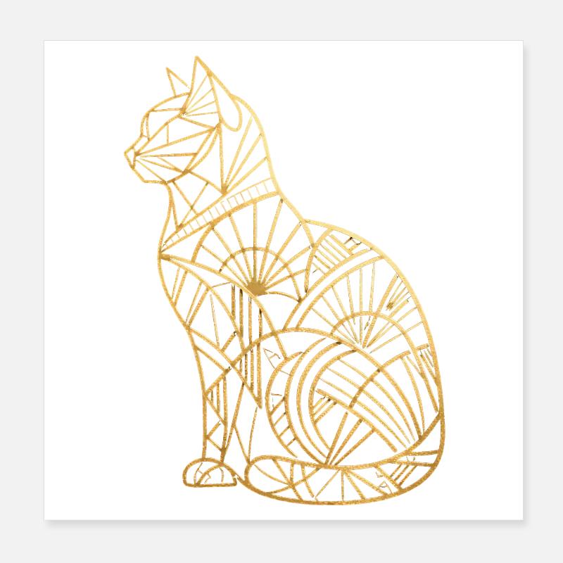 Chat d’or Art déco Poster 20 x 20 cm