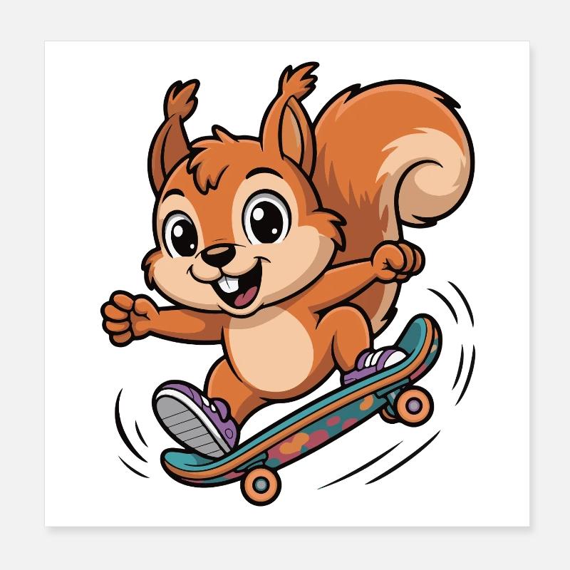 Skate Squirrel Sprinter Poster 8" x 8" (20x20 cm)