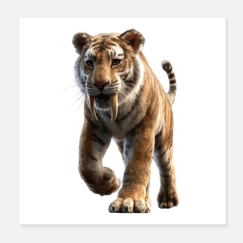 Saber-toothed tiger Smilodon Big cat Sabertooth tiger Poster 8" x 8" (20x20 cm)