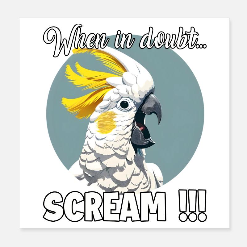 Cadeau créatif pour les amateurs de cacatoès et d’oiseaux Poster 20 x 20 cm