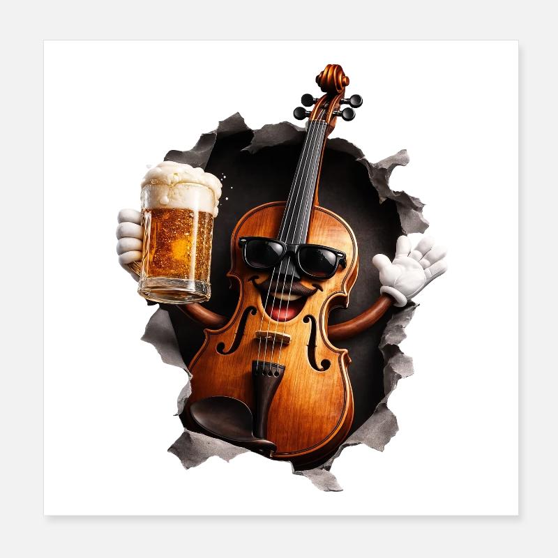 Violin Bier Poster 20x20 cm