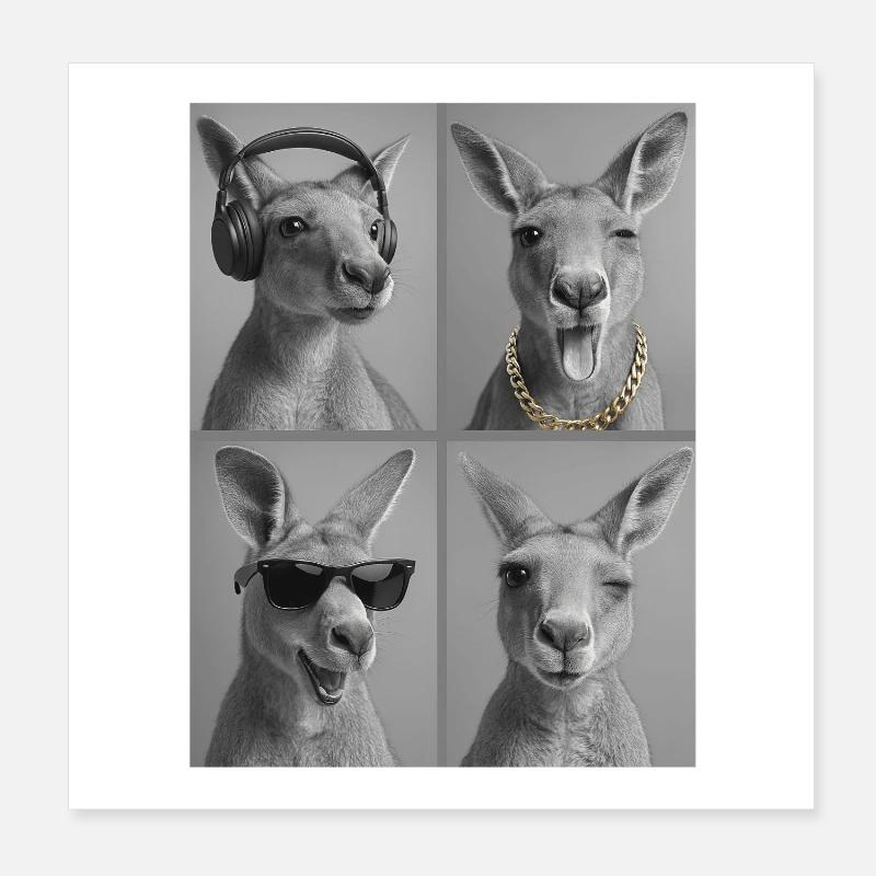 Kangaroo Poster 8" x 8" (20x20 cm)